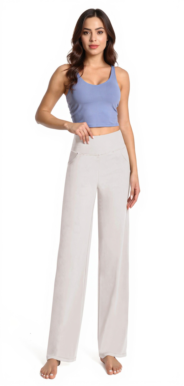 Wide-Leg Yoga Pants in Light Khaki — The Errand Run Edit style look