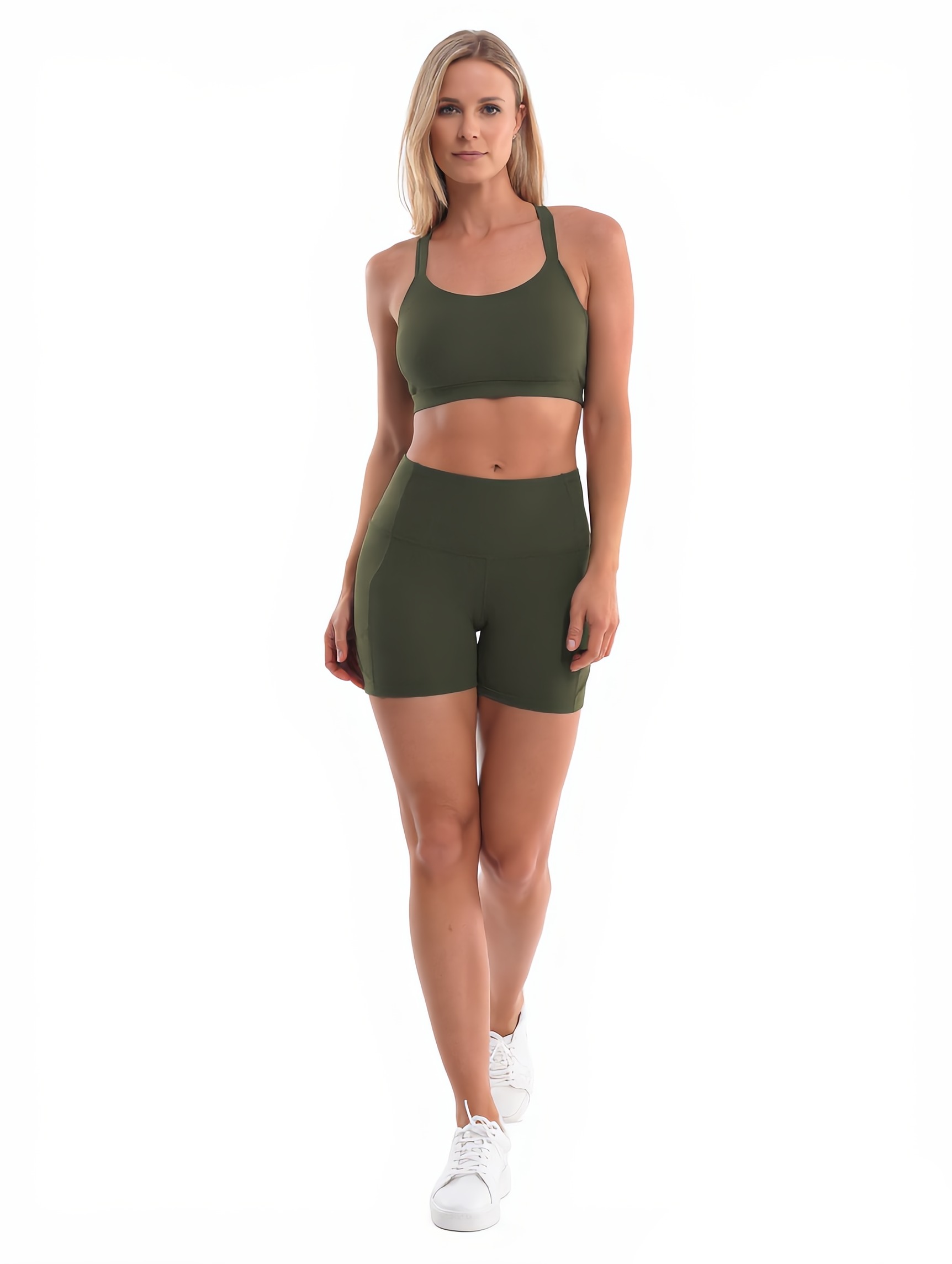 Yoga Shorts in Green — The Errand Run Edit style look